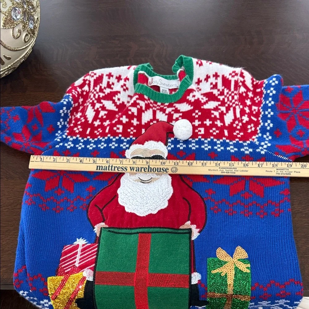 Festive Santa Crewneck Jolly sweaters  in Red, Blue, and Green Medium